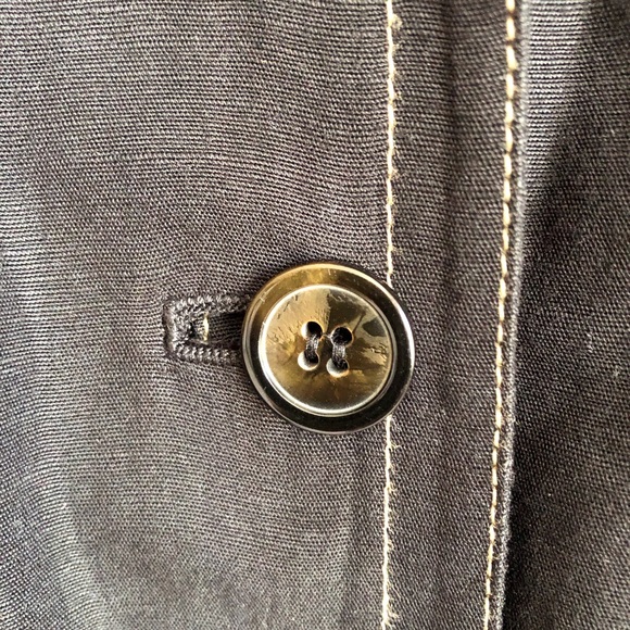 Rena Rowan Button Down Black Linen Blend Duster Jacket - Picture 6 of 12